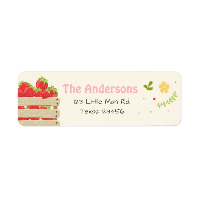 Farmers Market Strawberry Return Address Labels (Front)