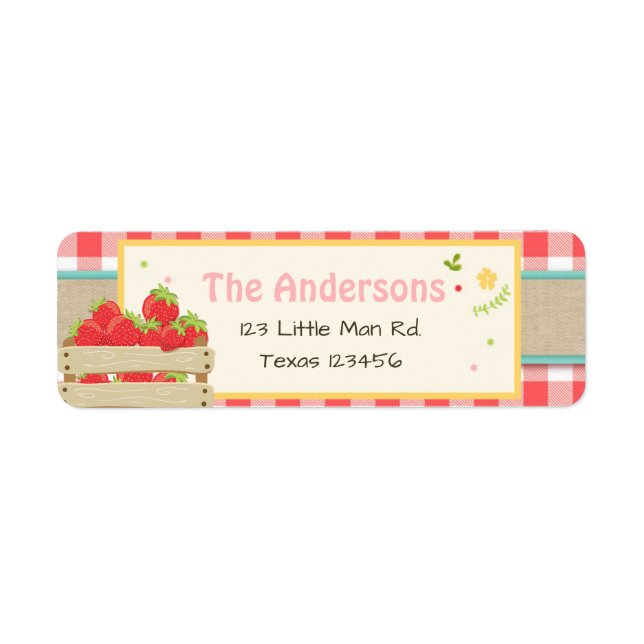 Farmers Market Strawberry Return Address Labels (Front)