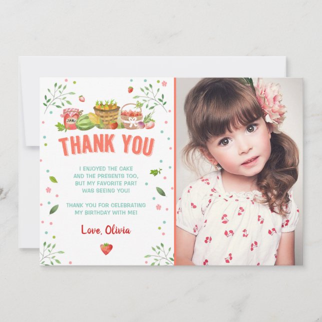 Farmers Market Strawberry Thank You Card Birthday (Front)