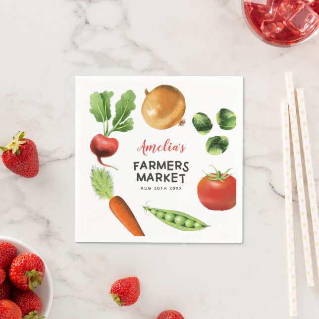 Farmers Market Theme Birthday Party Napkin (Insitu)