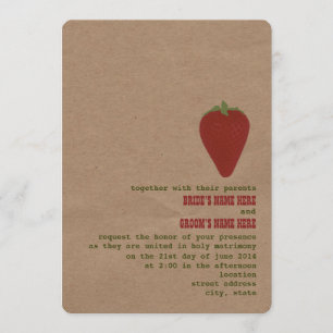 Farmer's Market Theme Wedding Invite   Strawberry