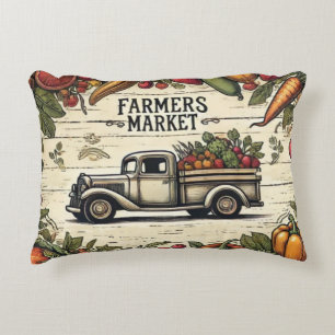 Farmers Market Truck Accent Pillow - Country Home