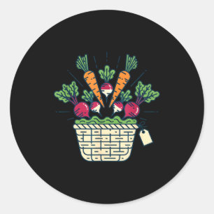 Farmers market vegetable basket carrots beets classic round sticker