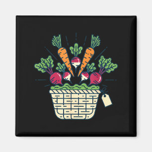Farmers market vegetable basket carrots beets magnet