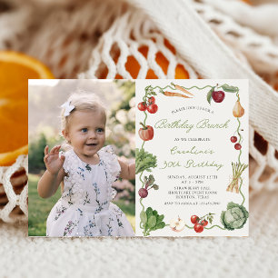 Farmer's Market Vegetable Birthday Brunch Photo Invitation