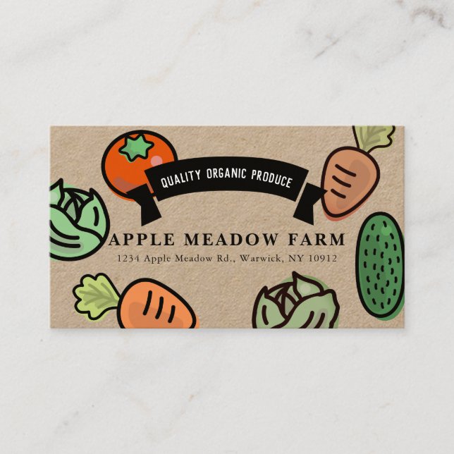 Farmers Market Vegetable Farm Kraft Paper Business Card (Front)