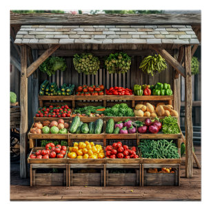 Farmers Market Vegetable Stand Poster