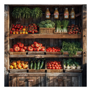 Farmers Market Vegetable Stand Poster