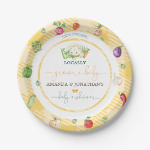 Farmers Market Vegetables Baby Shower Yellow Paper Plate