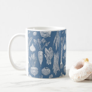 farmer's market vegetables cobalt denim coffee mug