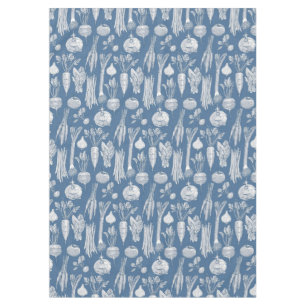 farmer's market vegetables cobalt denim tablecloth