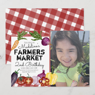 Farmers Market Vegetables Fruits Birthday Photo Invitation
