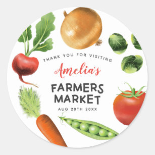Farmers Market Vegetables Kids Birthday Party Classic Round Sticker