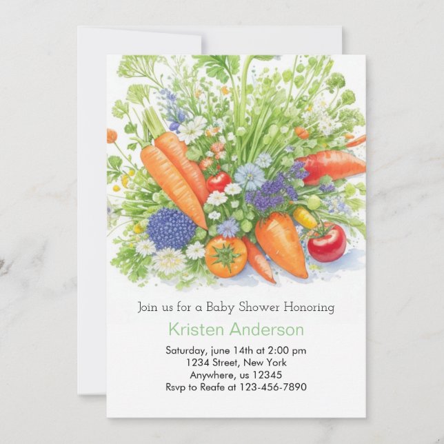 Farmers Market Veggie Baby Shower Invitation (Front)