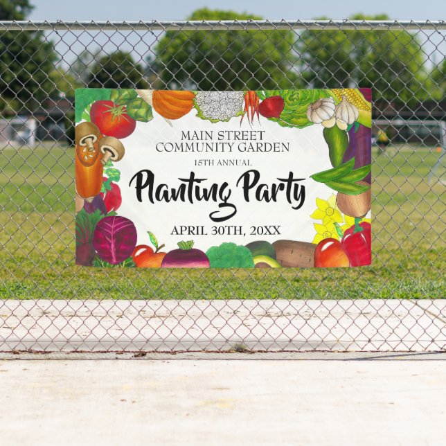 Farmers Market Veggie Garden Spring Planting Party Banner (Insitu)