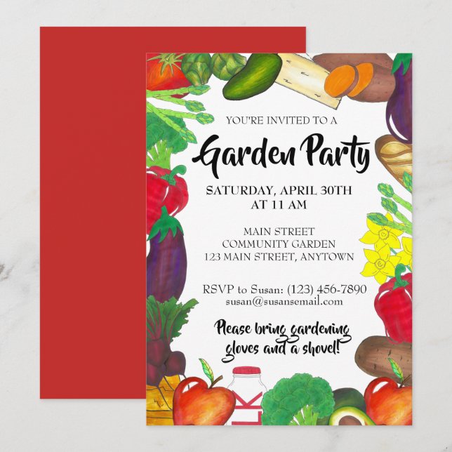Farmers Market Veggie Garden Spring Planting Party Invitation (Front/Back)