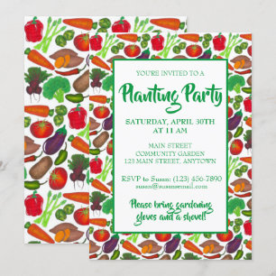 Farmers Market Veggie Garden Spring Planting Party Invitation