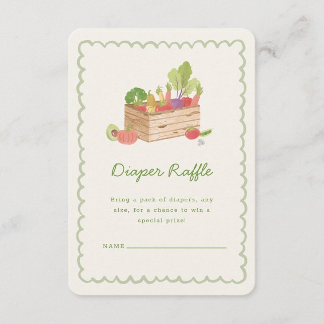 Farmer's Market Veggies Diaper Raffle Enclosure Card (Front)