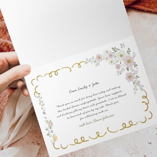 Farmers Market Whimsical Floral New Mrs Thank You Card (Creator Uploaded)