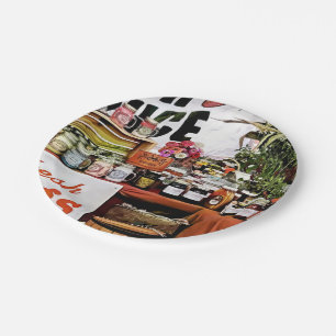 Farmers Market With Fresh Produce Paper Plate