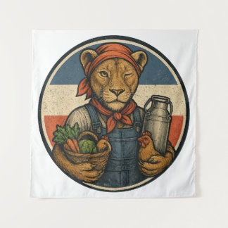 Farmers' protest – Farmer woman with Pride and Str Tapestry