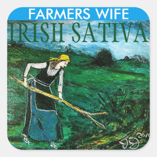 FARMERS WIFE IRISH SATIVA SQUARE STICKER