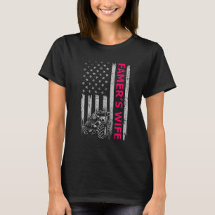 Farmer's Wife Life Farm Tractor American USA Flag T-Shirt