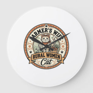 Farmer's Wife Rural Women Cat Farmer's Wife Rural Large Clock