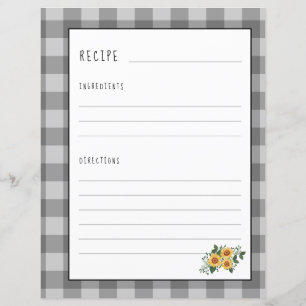 Farmhous recipe page for cookbook binder organiser
