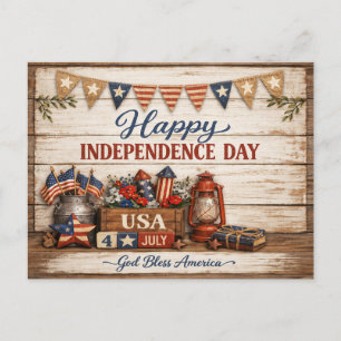 Farmhouse Americana Independence Day Holiday Postcard