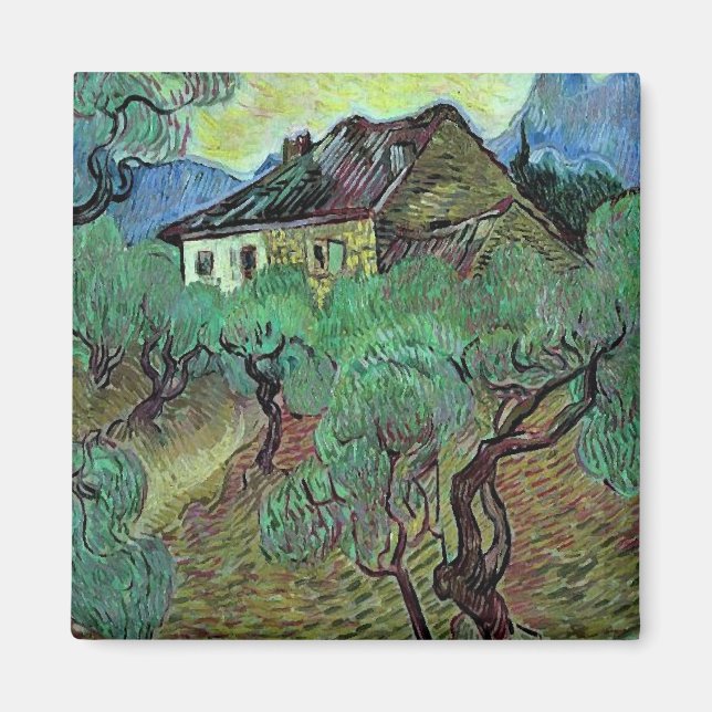 Farmhouse Among Olive Trees Van Gogh Fine Art Magnet (Front)