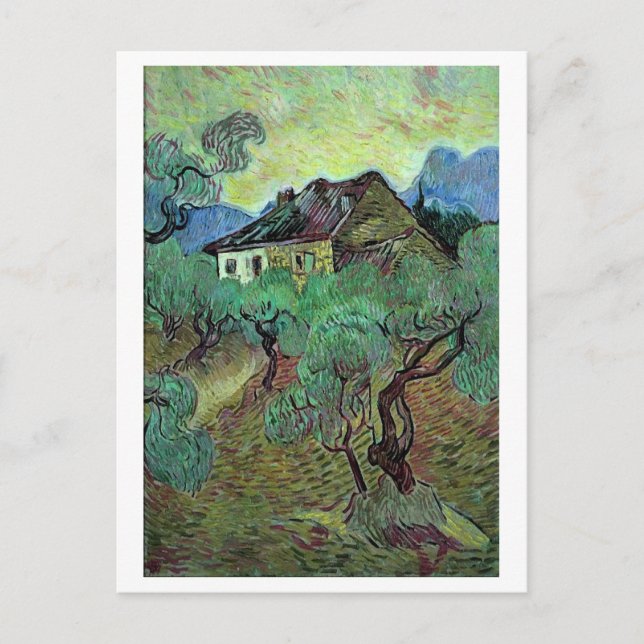 Farmhouse Among Olive Trees Van Gogh Fine Art Postcard (Front)
