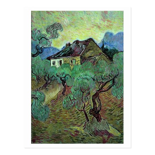 Farmhouse Among Olive Trees Van Gogh Fine Art Postcard