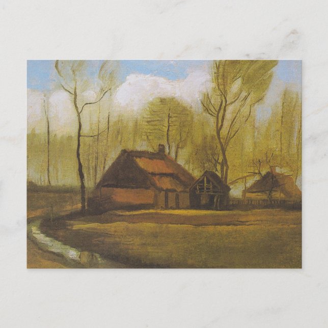 Farmhouse Among Trees by Vincent Van Gogh, 1883 Po Postcard (Front)