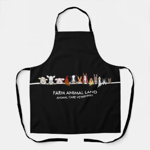 Farmhouse Animal Woodland Black Apron