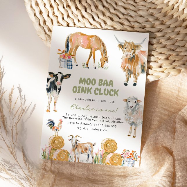 Farmhouse Animals Farm Birthday Party Invitation (Creator Uploaded)
