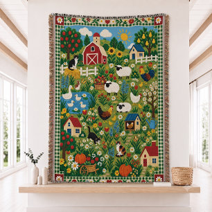 Farmhouse Animals Woven Throw Blanket