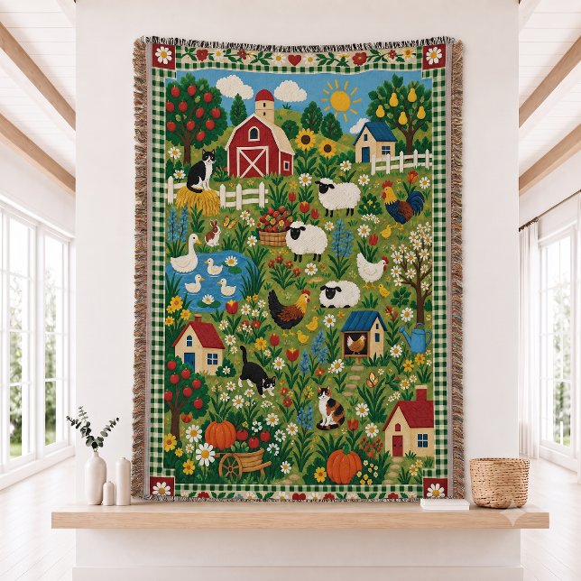 Farmhouse Animals   Woven Throw Blanket  (Creator Uploaded)