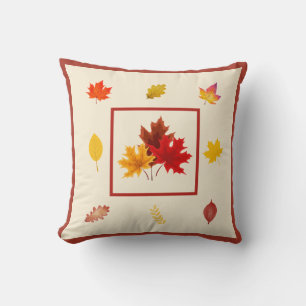 Farmhouse Autumn Decor - Fall Leaves Design Cushion