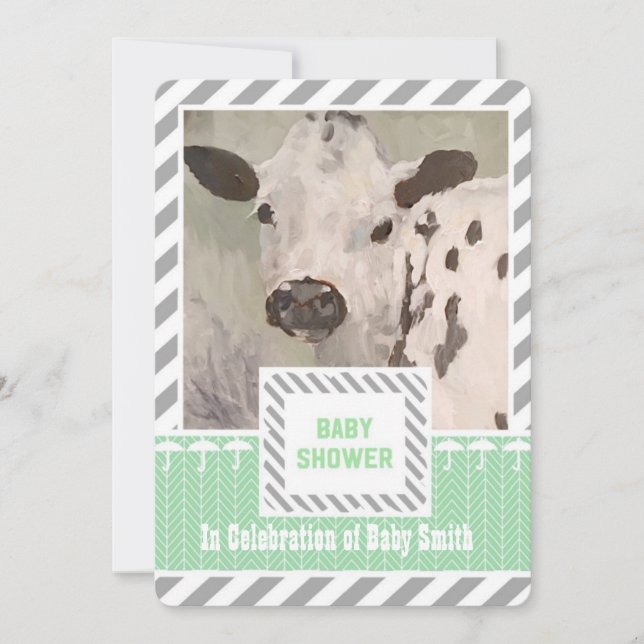 Farmhouse Baby Shower Cow Invitation (Front)