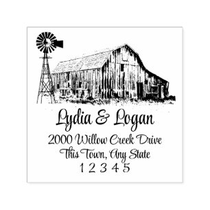 Farmhouse Barn Address Self-inking Stamp