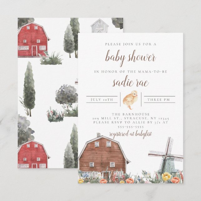 Farmhouse Barn Yard Boho Baby Shower Invitation (Front/Back)