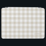 Farmhouse Beige Buffalo Check Monogrammed iPad Air Cover<br><div class="desc">Custom-designed iPad smart cover featuring beige buffalo plaid/gingham/check pattern with personalised name/monogram.</div>