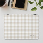 Farmhouse Beige Buffalo Check Monogrammed iPad Air Cover<br><div class="desc">Custom-designed iPad smart cover featuring beige buffalo plaid/gingham/check pattern with personalised name/monogram.</div>