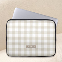 Farmhouse Beige Buffalo Check Monogrammed