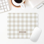 Farmhouse Beige Buffalo Check Personalized Name Mouse Mat<br><div class="desc">Custom-designed mouse pad featuring beige buffalo plaid/gingham/check pattern with personalized name/monogram.</div>