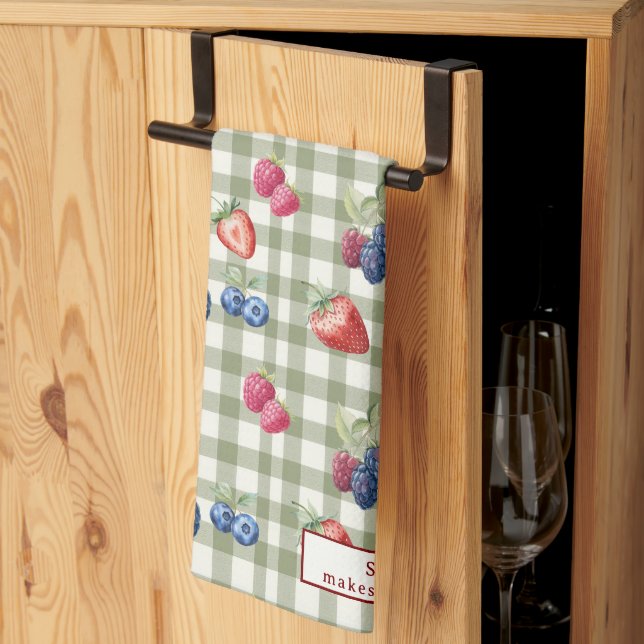 Farmhouse Berry Pattern Kitchen Towel (Thirds Fold)