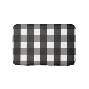 FARMHOUSE BLACK AND WHITE GINGHAM CHECK BATH MAT