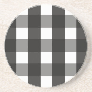 FARMHOUSE BLACK AND WHITE GINGHAM CHECK COASTER
