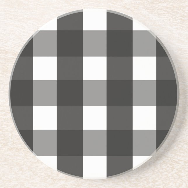 FARMHOUSE BLACK AND WHITE GINGHAM CHECK COASTER (Front)